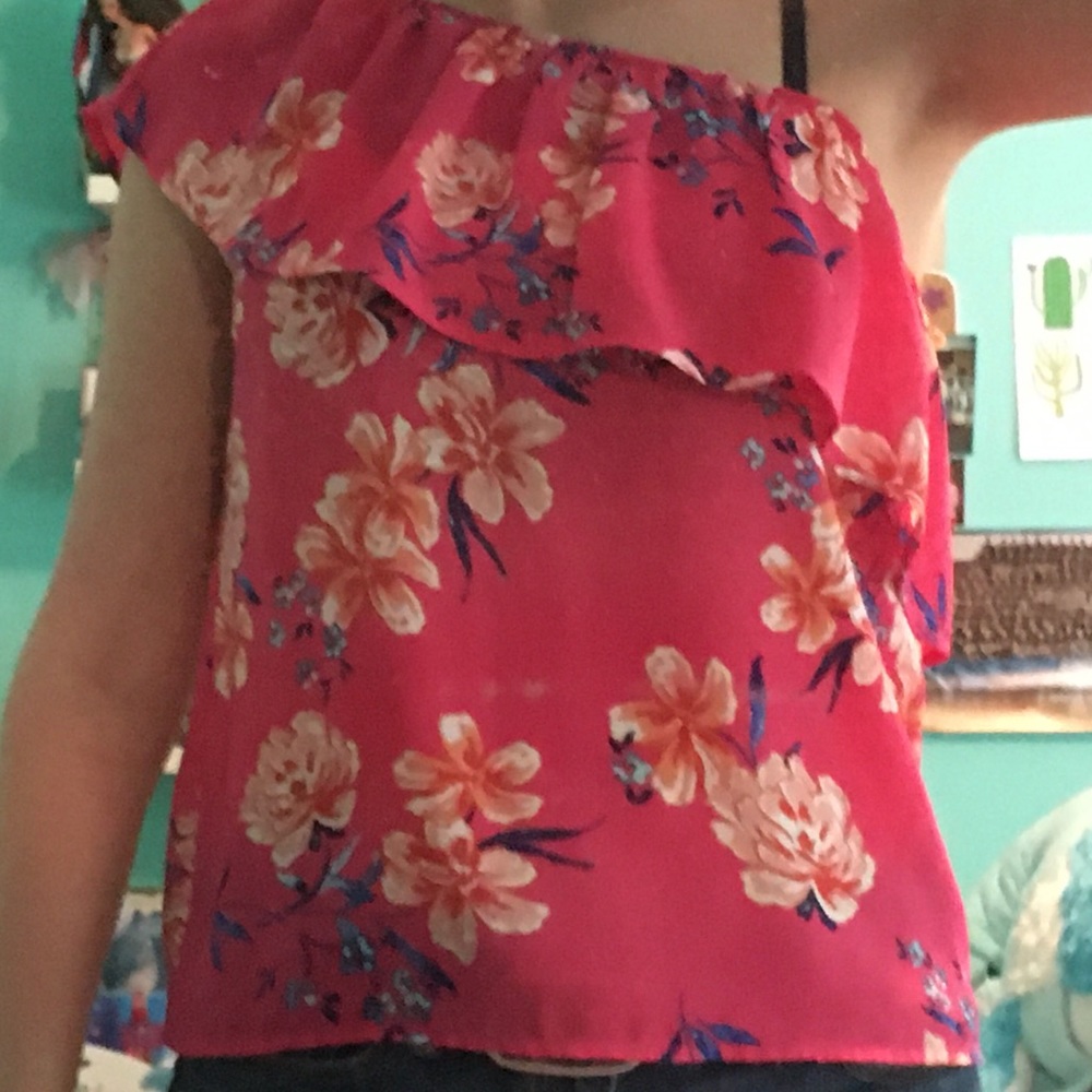 Lily White Off-Shoulder Pink Ruffle Top